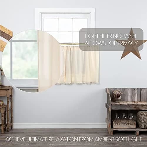 VHC Brands Tobacco Cloth Natural Curtain, Tier 24x36, 2 | Sheer, Rustic Farmhouse Style thumbnail 3