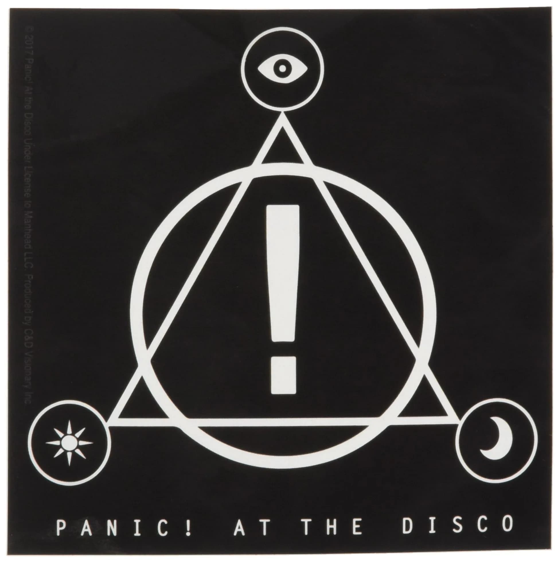 C&D Visionary Panic At The Disco Triangle Logo Sticker | Modern, Triangular, 4.25" L x 1.0" W x 4.25" H — Black
