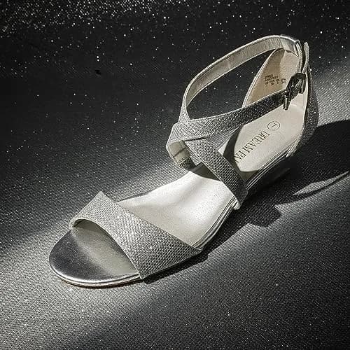 DREAM PAIRS Women's Low Wedge Sandals Ankle Strap Heel Sandal Open Toe Dress Summer Shoes, Size 8 (25mm/1" Heel) | Chic & Stable for Indian Occasions thumbnail 4