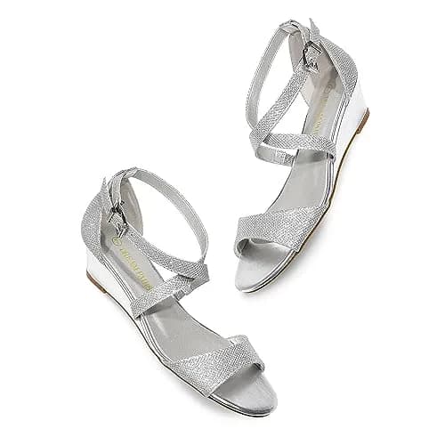 DREAM PAIRS Women's Low Wedge Sandals Ankle Strap Heel Sandal Open Toe Dress Summer Shoes, Size 8 (25mm/1" Heel) | Chic & Stable for Indian Occasions thumbnail 5