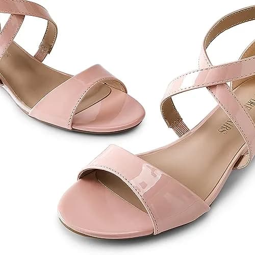DREAM PAIRS Women's Jones Nude Pat Low Wedge Pump Sandals - 5.1 cm (2 Inch Heel) | Comfortable & Stable for All Occasions thumbnail 4