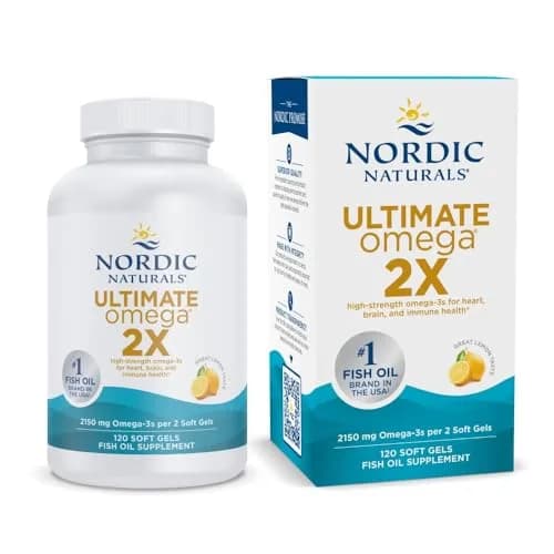 Nordic Naturals Ultimate Omega 2X, 2150mg Fish Oil, Lemon - 120 Count | High-Potency Omega-3 for Heart & Brain thumbnail 1