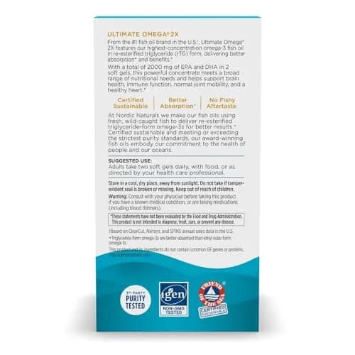 Nordic Naturals Ultimate Omega 2X, 2150mg Fish Oil, Lemon - 120 Count | High-Potency Omega-3 for Heart & Brain thumbnail 7