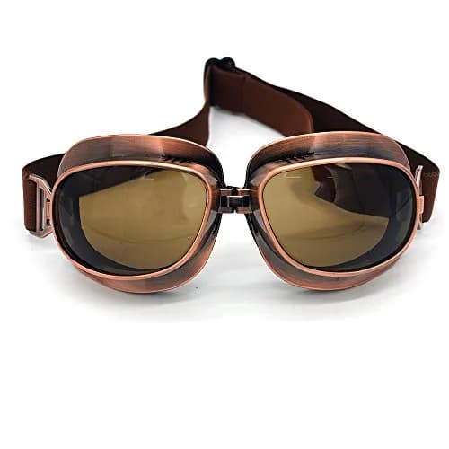 evomosa Motorcycle Goggles Vintage Pilot Aviator Steampunk for Half Helmet | Classic Safety Eyewear thumbnail 1
