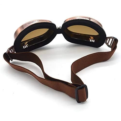 evomosa Motorcycle Goggles Vintage Pilot Aviator Steampunk for Half Helmet | Classic Safety Eyewear thumbnail 5