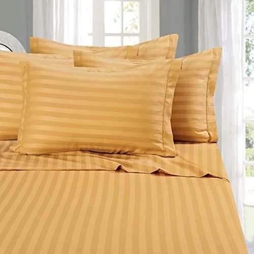Elegant Comfort 1500 Thread Count Damask Stripe Full Bed Sheet Set | Wrinkle-Resistant Microfiber thumbnail 1