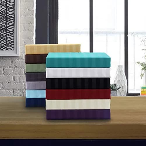 Elegant Comfort 1500 Thread Count Damask Stripe Full Bed Sheet Set | Wrinkle-Resistant Microfiber thumbnail 6