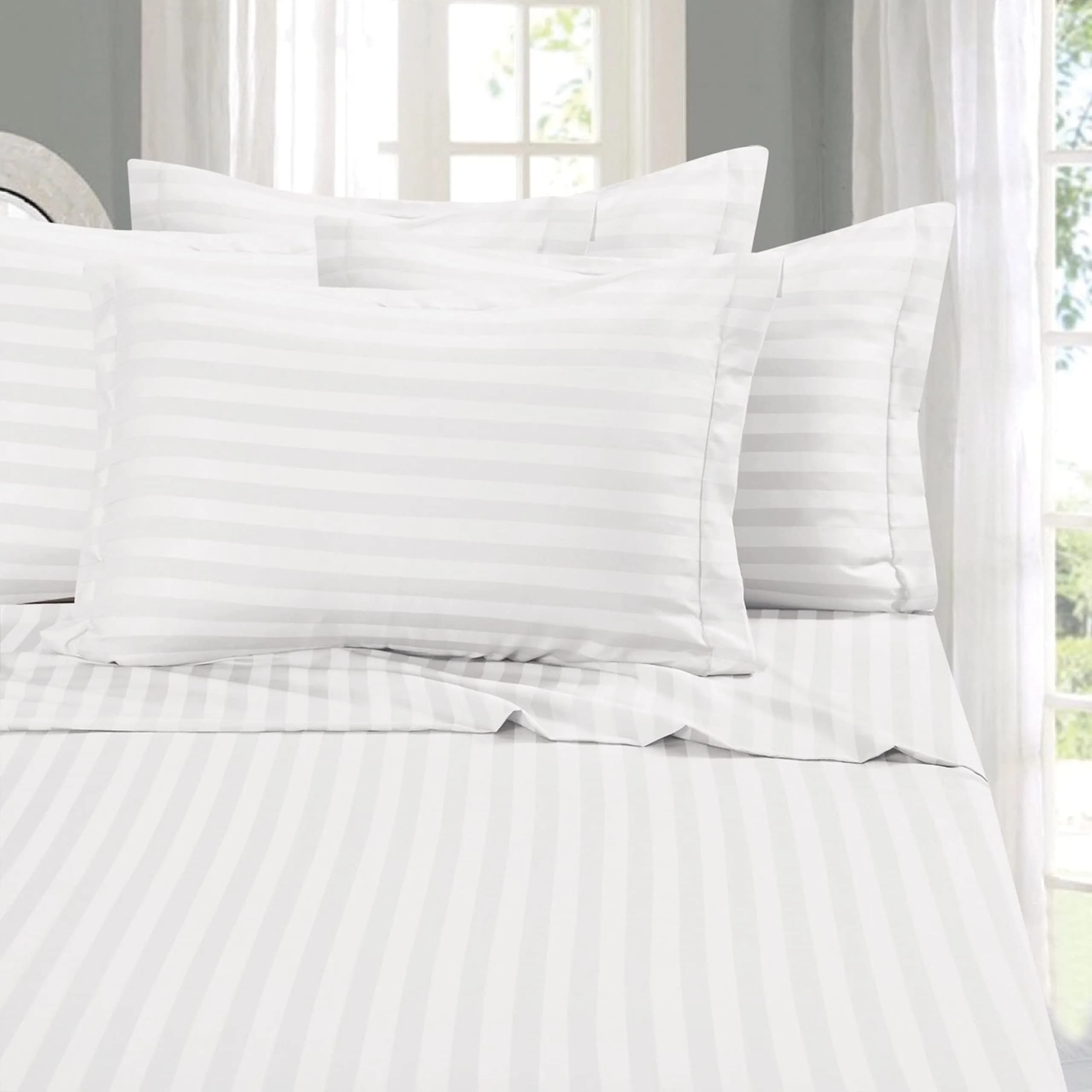 Elegant Comfort Queen Microfiber 6-Piece Sheet Set | Wrinkle-Resistant, 1500 Thread Count, Luxurious & Soft — White