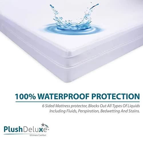 PlushDeluxe Twin-XL Mattress Encasement 39X80 Waterproof Bedbug Proof Hypoallergenic Cotton Terry thumbnail 5