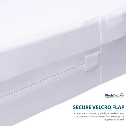 PlushDeluxe Twin-XL Mattress Encasement 39X80 Waterproof Bedbug Proof Hypoallergenic Cotton Terry thumbnail 6