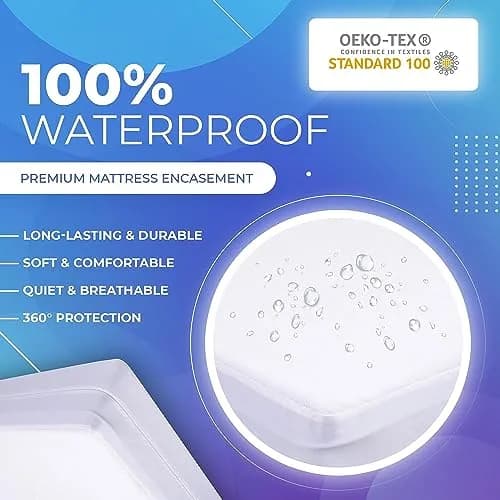 PlushDeluxe Twin-XL Mattress Encasement 39X80 Waterproof Bedbug Proof Hypoallergenic Cotton Terry thumbnail 2