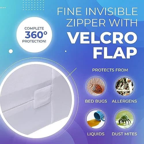 PlushDeluxe Twin-XL Mattress Encasement 39X80 Waterproof Bedbug Proof Hypoallergenic Cotton Terry thumbnail 3