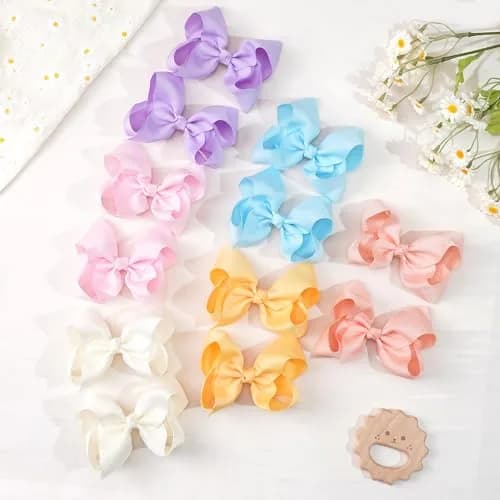 CÉLLOT 40Pcs 4.5 Inch Hair Bow for Girls Toddler Hair Accessories | Bright Rainbow Colors, Handmade, Alligator Clips, 4.5 Inch thumbnail 7