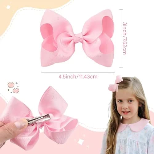 CÉLLOT 40Pcs 4.5 Inch Hair Bow for Girls Toddler Hair Accessories | Bright Rainbow Colors, Handmade, Alligator Clips, 4.5 Inch thumbnail 2