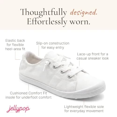 Jellypop Women's Dallas Shoe, White, US 8 | Lightweight Canvas Sneakers for Casual Wear thumbnail 5