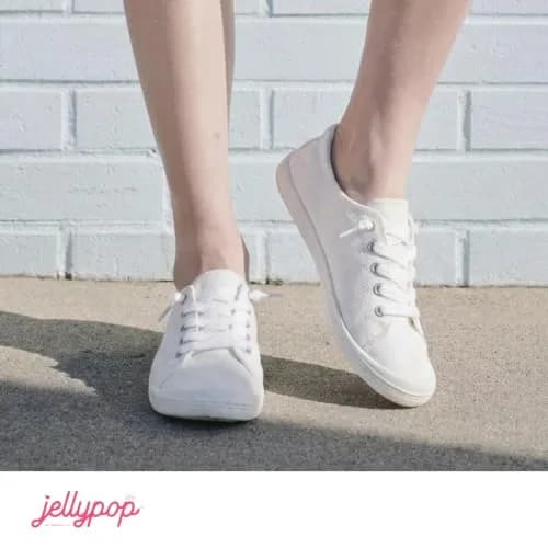Jellypop Women's Dallas Shoe, White, US 8 | Lightweight Canvas Sneakers for Casual Wear thumbnail 2