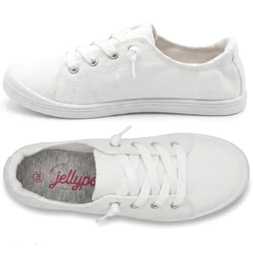 Jellypop Women's Dallas Shoe, White, US 8 | Lightweight Canvas Sneakers for Casual Wear thumbnail 3