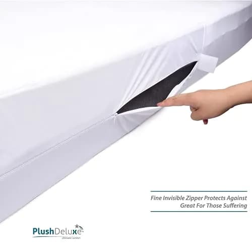 PlushDeluxe Full Size Mattress Encasement 12-15" Waterproof Bedbug Proof Hypoallergenic Cotton Terry thumbnail 4