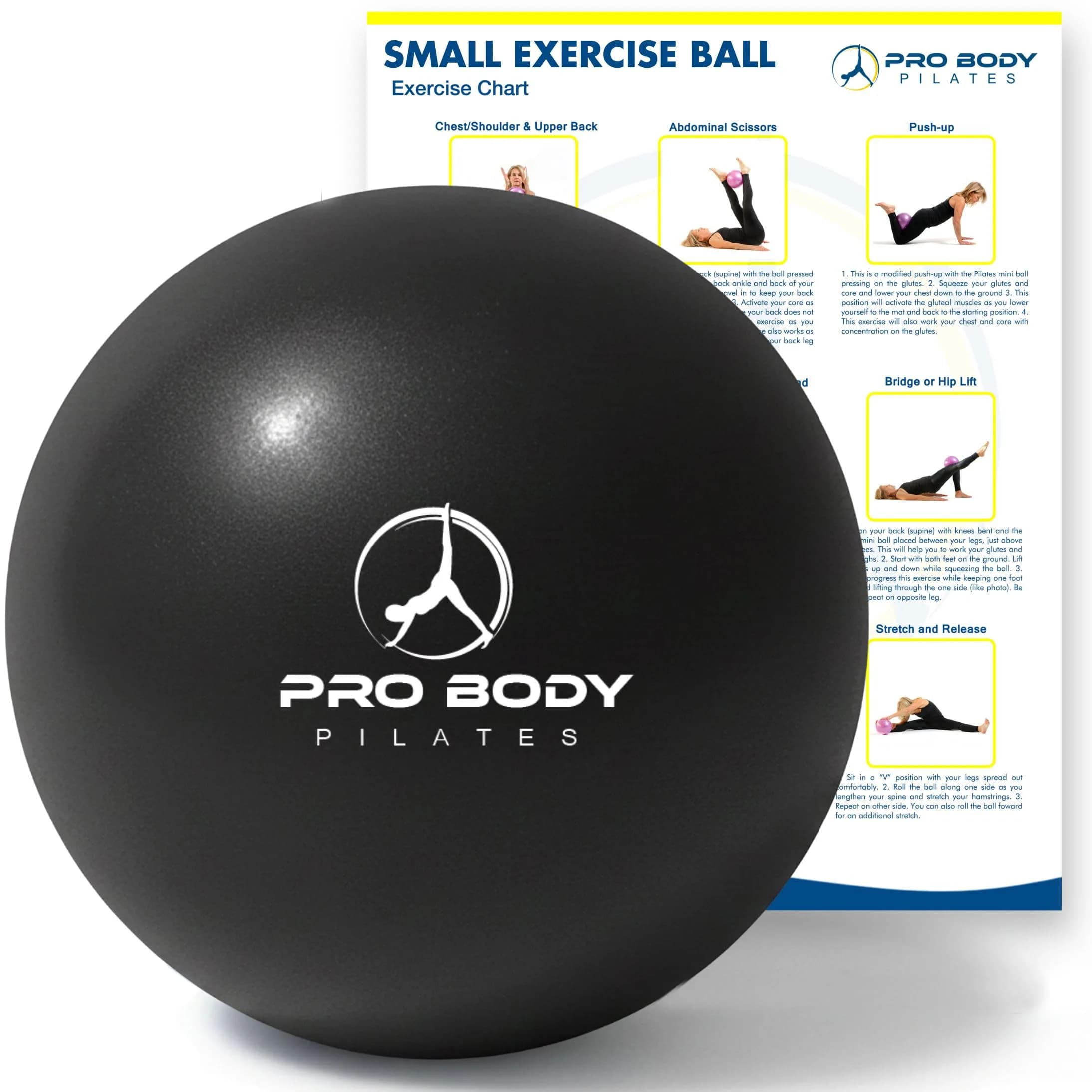 ProBody Pilates Ball Small — 9 Inch Exercise Ball for Core & Rehab, Black | Anti-Burst PVC, Latex-Free
