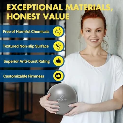 ProBody Pilates Ball Small — 9 Inch Exercise Ball for Core & Rehab, Black | Anti-Burst PVC, Latex-Free thumbnail 5