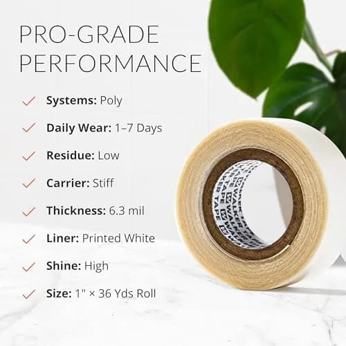 Walker Tape Hypoallergenic Adhesive Tape Roll 2.54 cm x 32.92 m (1" x 36 Yds) | Gentle Skin Adhesion for Wig Installs thumbnail 3