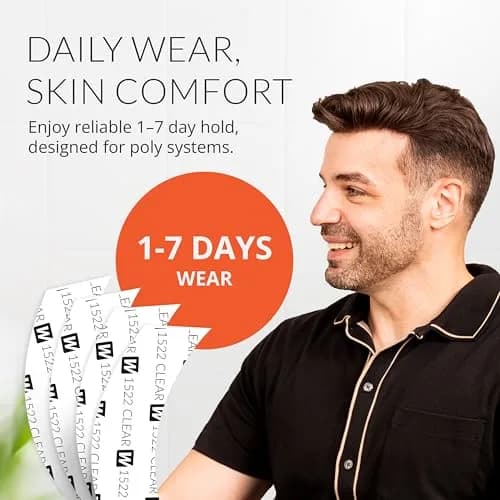 Walker Tape 1522 Clear CC Contour 36 Pieces for Wig Installs, Lace Systems, Toupee Applications, Hair Tape Prep and Adhesive Strips Use Offering Hypoallergenic Comfort, Daily Wear Hold and Low Residue thumbnail 7