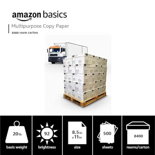 Amazon Basics Multipurpose Copy Printer Paper, 8.5 x 11 Inches, 20 lb, 92 Bright, White, Truckload | 4.2 Million Sheets - view 2