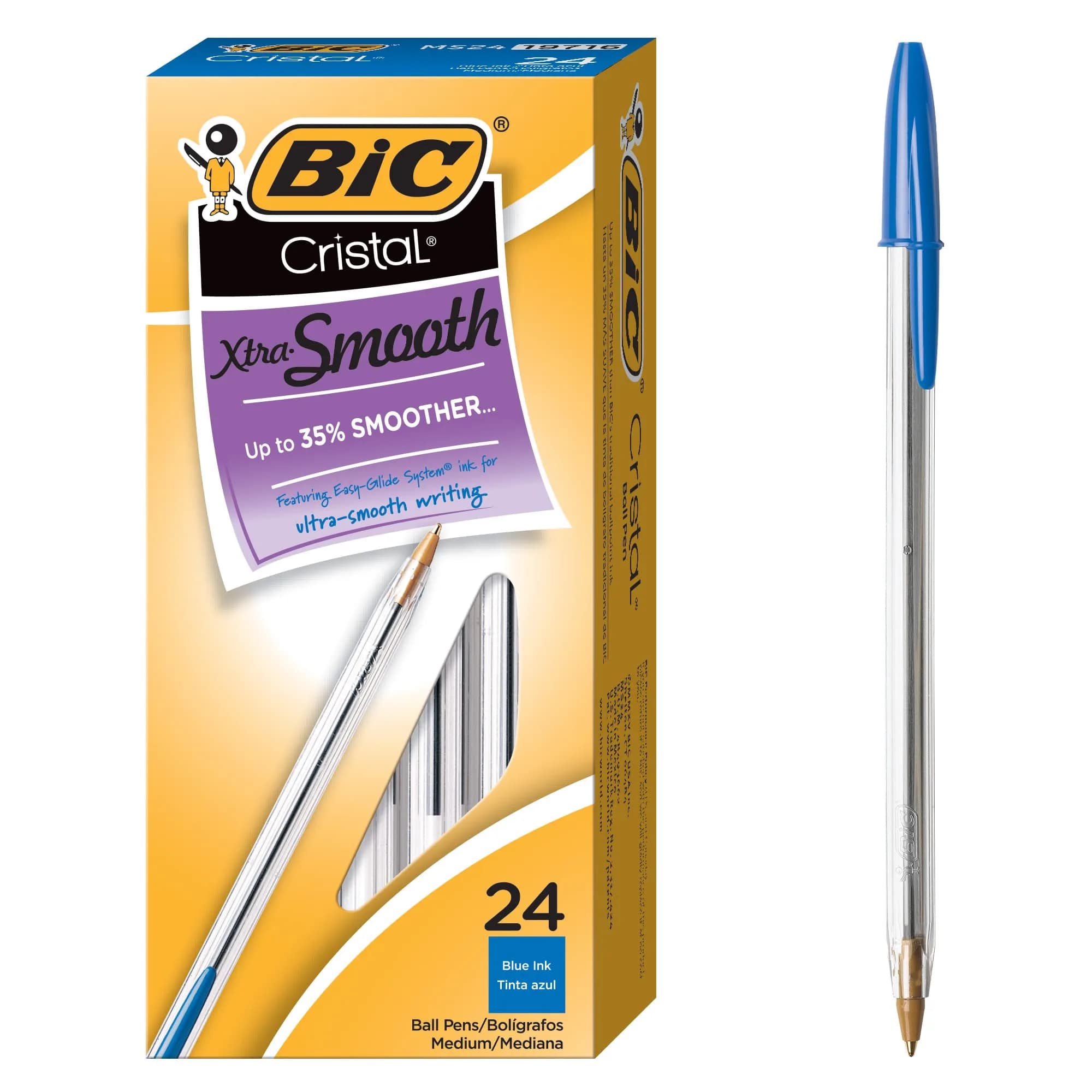BIC Cristal Xtra Bold Ballpoint Pens, Blue Ink, Medium Point (1.0mm), 24 Count Pack - main product image