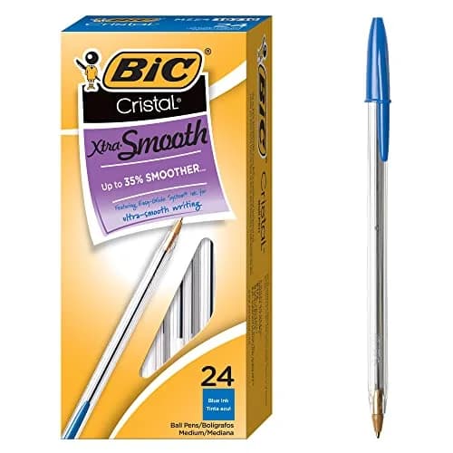 BIC Cristal Xtra Smooth Blue Ballpoint Pens, Medium Point, 24-Count | Smooth Ink Flow thumbnail 1
