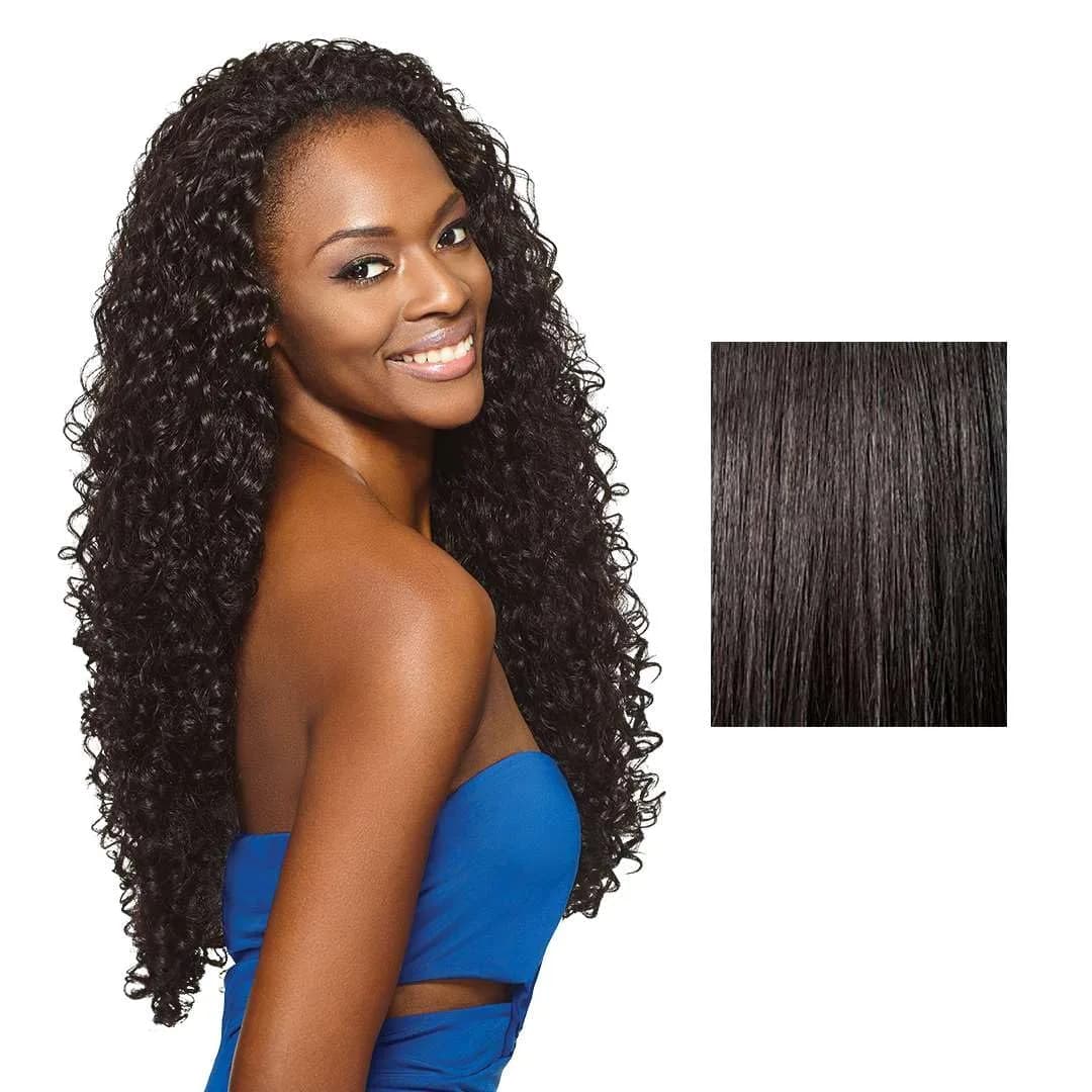 Outre Penny 26" (1B) Synthetic Quick Weave Half Wig | Natural Texture & Volume, Heat Resistant, Easy to Wear, Half Wig with New Cap Construction — OFF BLACK 1B