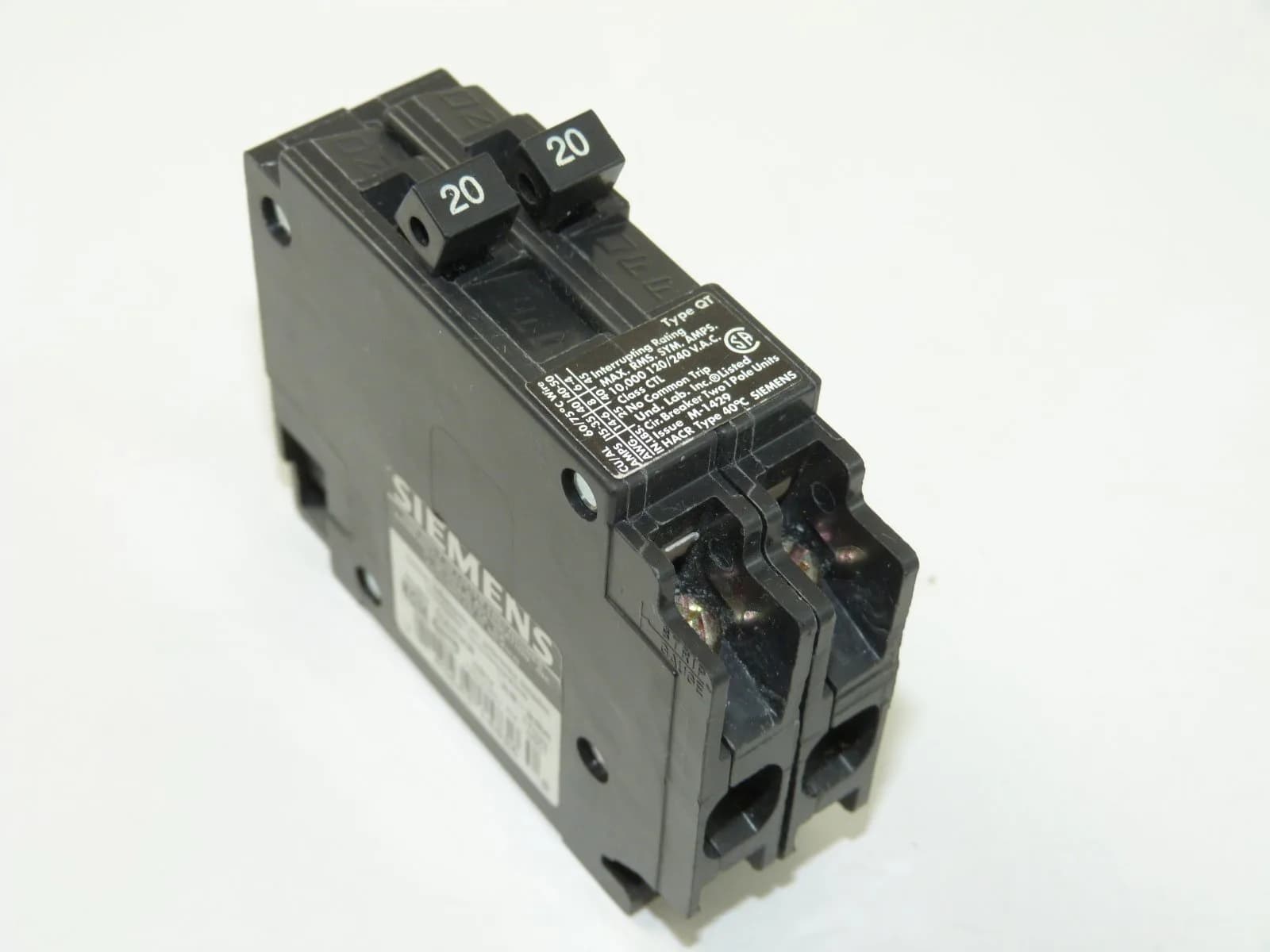 SIEMENS Twin Breaker 20A 1P Plug-In | Copper, Black, 120/240V, 2 Pack - main product image