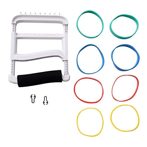 Sammons Preston Rolyan Hand Exerciser with Padded Handle, Adjustable Resistance, 4 Rubber Bands, White thumbnail 1