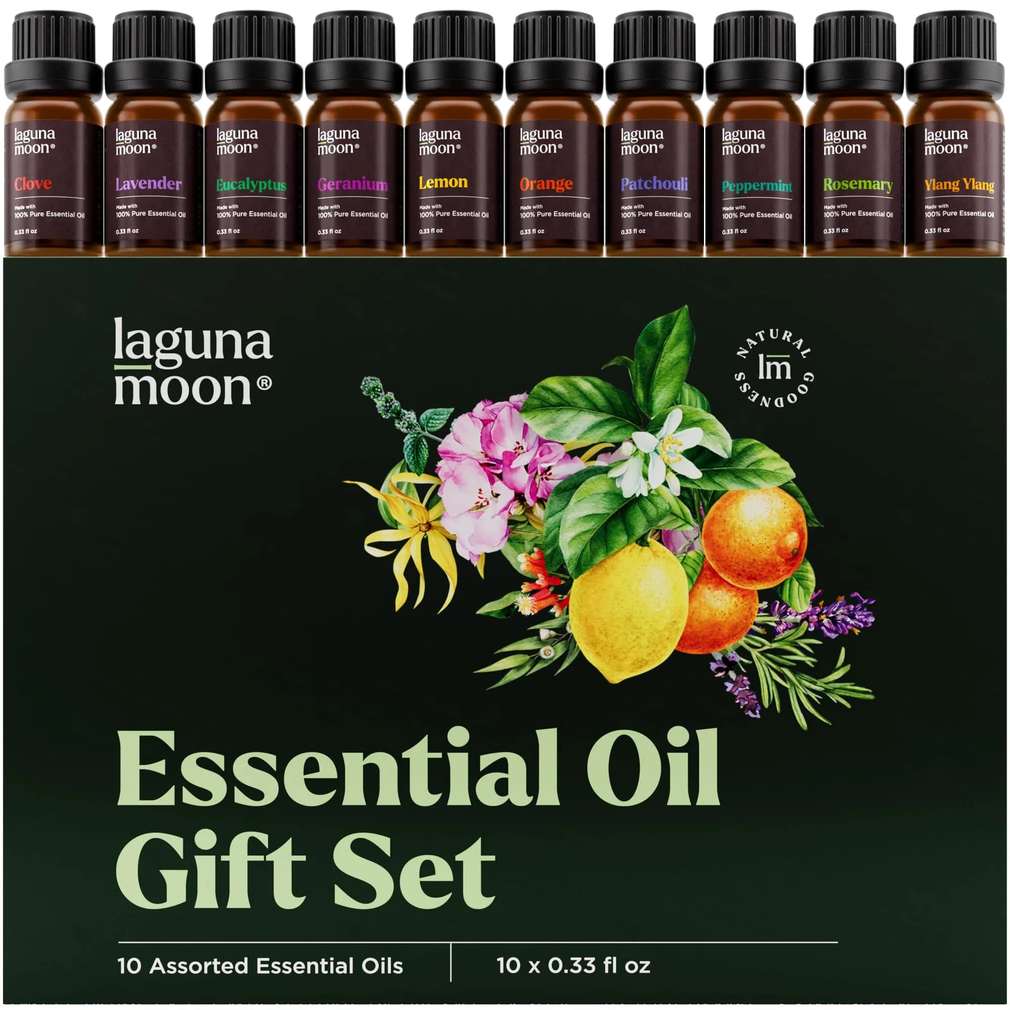 Lagunamoon Essential Oils Set - Top 10 Blends | Fragrance, Aromatherapy, Candle Making (0.33 Fl Oz x10)