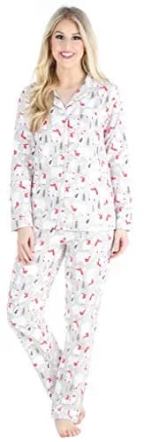 PajamaMania Women's Cotton Flannel Long Sleeve Pajama Set, Polar Bear, 2X | Soft, Warm, Relaxed Fit for Indian Winters thumbnail 1