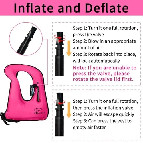 Rrtizan Snorkel Vest One Size Pink | Portable Inflatable Swim Jacket for Adults thumbnail 4