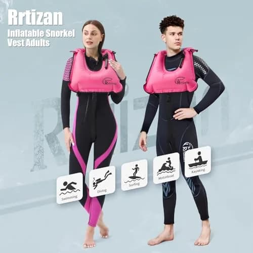 Rrtizan Snorkel Vest One Size Pink | Portable Inflatable Swim Jacket for Adults thumbnail 8