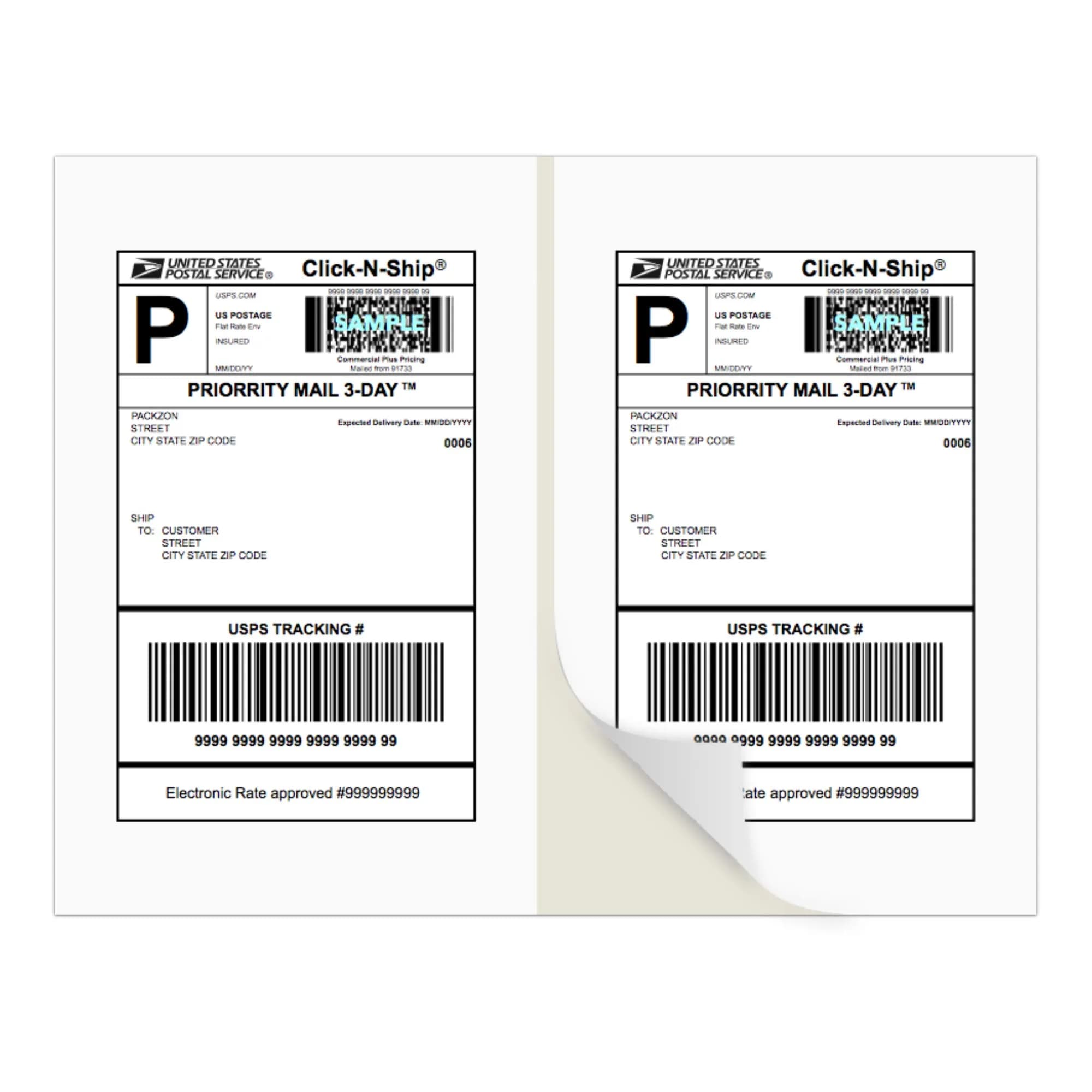 PACKZON White Shipping Labels 8.5 x 5.5 Inches (300 Labels) | Professional Grade, Permanent Adhesive - main product image