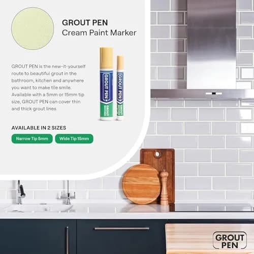Rainbow Chalk Markers Grout Pen Cream Tile Grout Paint Marker Restorer 7mL (0.24 Fl Oz) | Waterproof Grout Line Refresher for Kitchen & Bathroom thumbnail 7