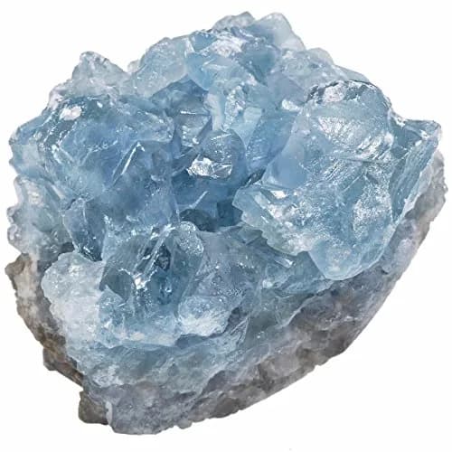 Rockcloud Natural Raw Blue Celestite Mineral Healing Crystal Cluster Geode Irregular Home Decoration Gemstone Specimen Large, 160-220g thumbnail 3