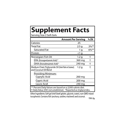 Carlson MCT & Omega-3 Coconut Oil 120 Softgels | Supports Heart & Brain Health thumbnail 4