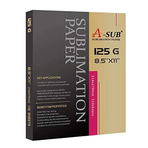 A-SUB Sublimation Paper 8.5x11 Inch 110 Sheets 125g | Fast Dry & High Transfer Rate thumbnail 1