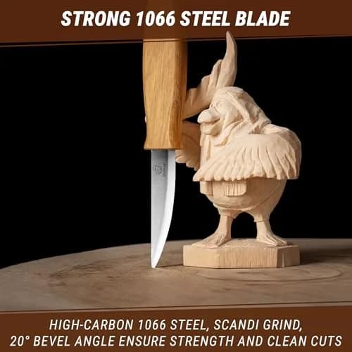 BeaverCraft Wood Carving Knife C4 3.14" | High-Carbon Steel, Ergonomic Oak Handle, Perfect for Woodworking & Whittling thumbnail 5