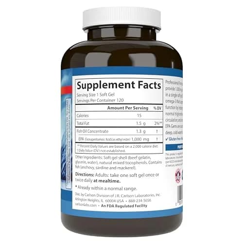 Carlson Elite EPA Gems 1000 mg | Wild-Caught Omega-3 for Heart & Mood Support thumbnail 8