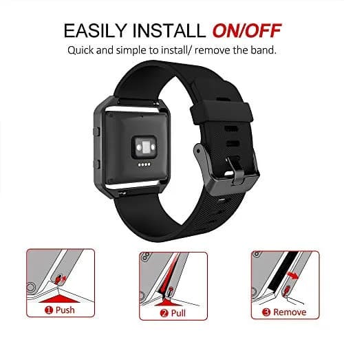 Simpeak Sport Band Compatible with Fitbit Blaze Large | Silicone Wrist Band with Metal Frame for Fitbit Blaze Men Women thumbnail 5
