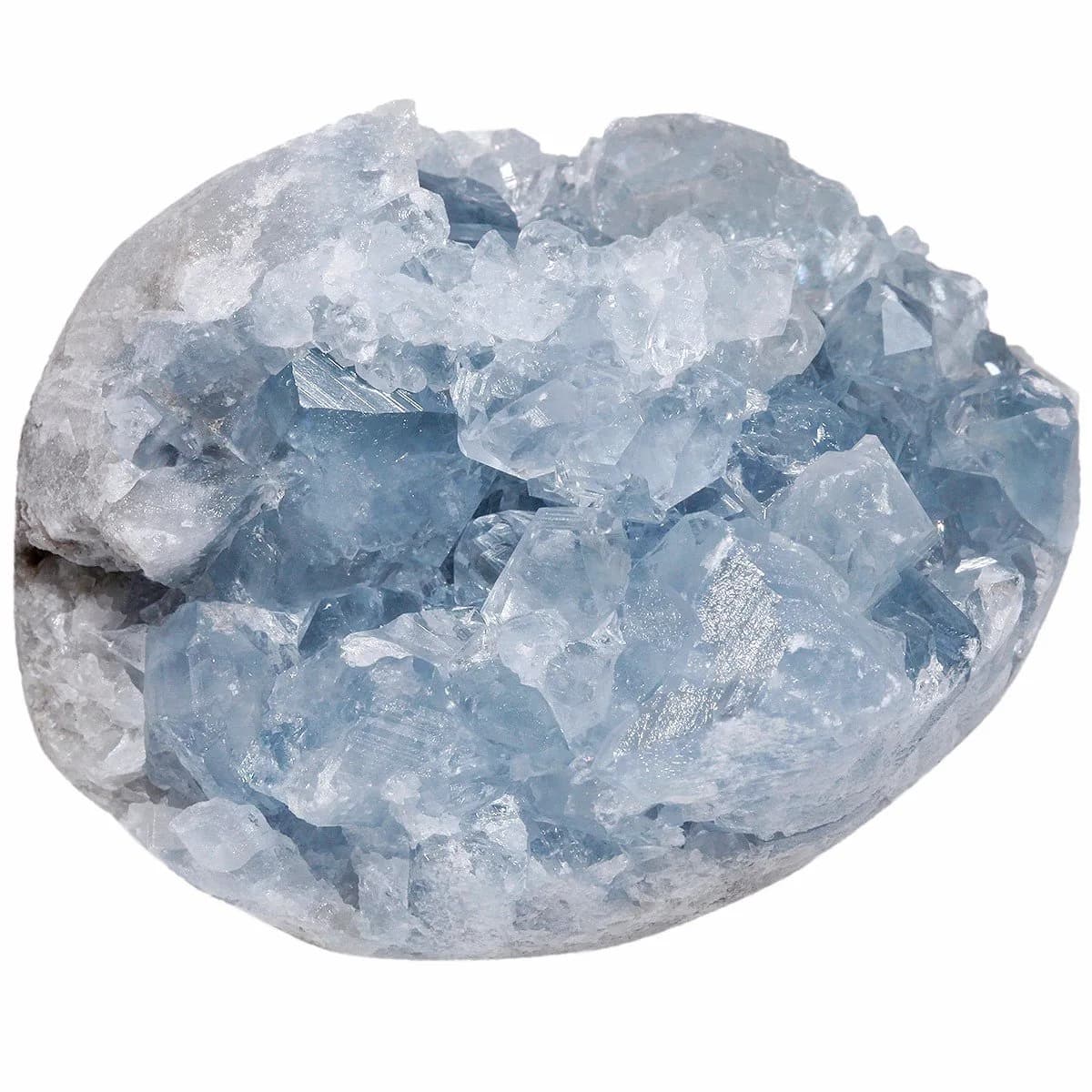 Rockcloud Natural Raw Blue Celestite Mineral Healing Crystal Cluster Geode | Unique Healing Geode for Meditation & Aura Strength — Approx 75-150 Gram