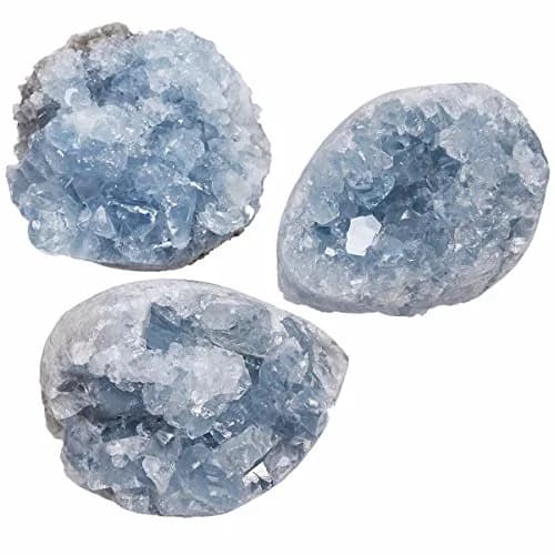 Rockcloud Natural Raw Blue Celestite Mineral Healing Crystal Cluster Geode | Unique Healing Geode for Meditation & Aura Strength thumbnail 4