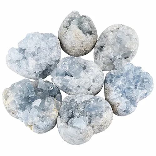Rockcloud Natural Raw Blue Celestite Mineral Healing Crystal Cluster Geode | Unique Healing Geode for Meditation & Aura Strength thumbnail 6