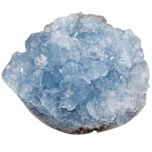 Rockcloud Natural Raw Blue Celestite Mineral Healing Crystal Cluster Geode | Unique Healing Geode for Meditation & Aura Strength thumbnail 3