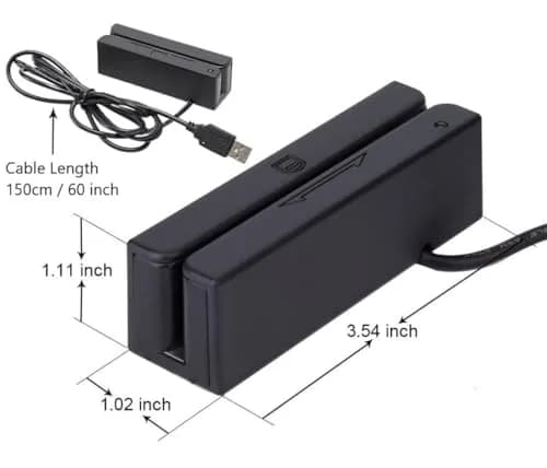 Posunitech MSR100 USB Magnetic Card Reader 9 cm (3.54 in) Black | Reads Tracks 1, 2, 3 Hi/Lo-Co Cards thumbnail 1