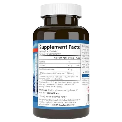 Carlson Elite EPA Gems 60 Softgels | 1000 mg Wild-Caught Omega-3 for Heart & Mood Support thumbnail 7